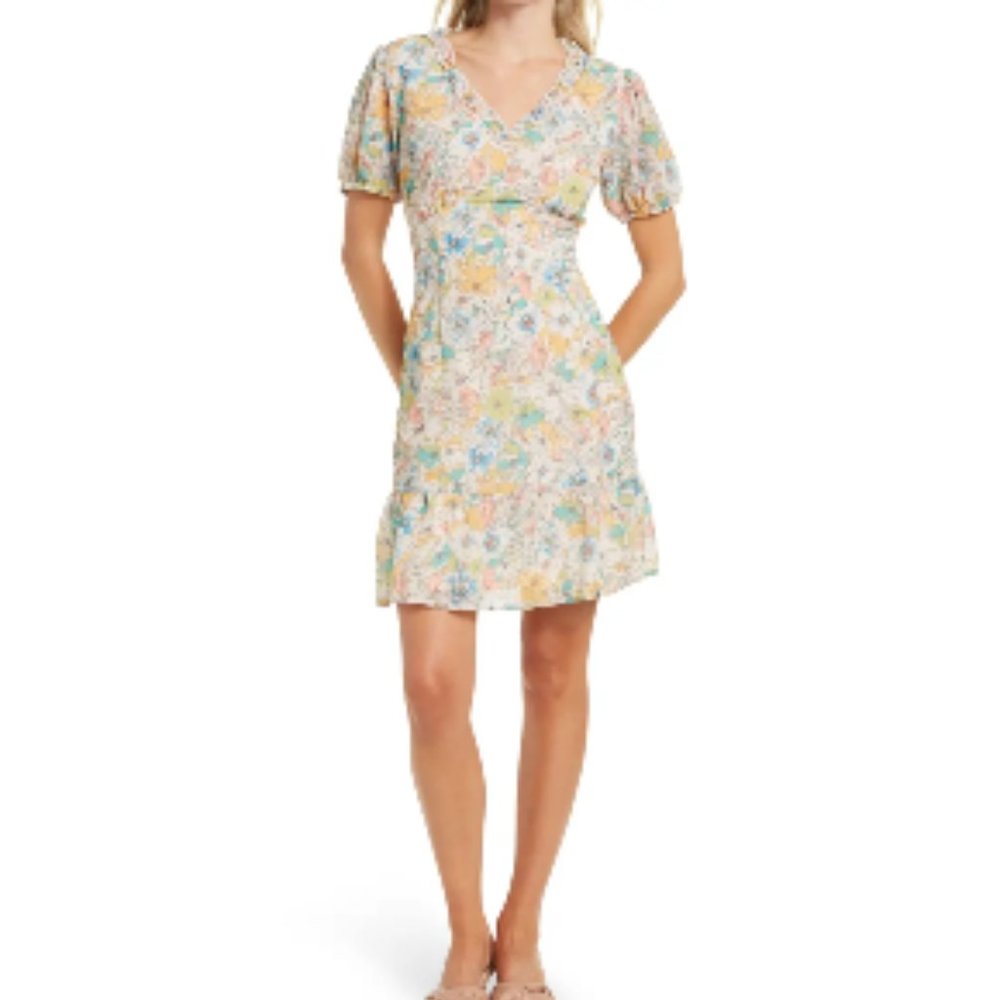 NWT 19 Cooper Mauve Floral Print Jacquard Mini Dress Women's Size Medium